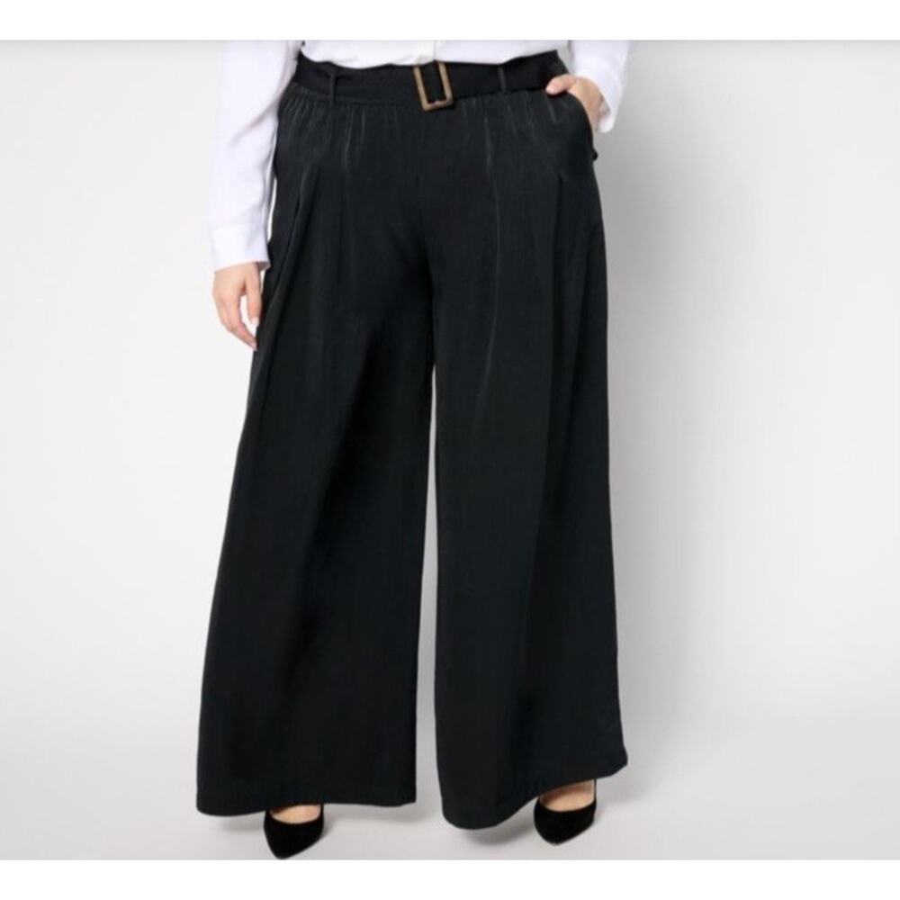 Studio Park & Shawn Killenger Black Size M Pleated Wide Leg Pant A667737 NWOT
